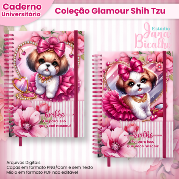 Caderno Universitário Coleção Glamour Shih Tzu Pink 12 em 1 - Image 2