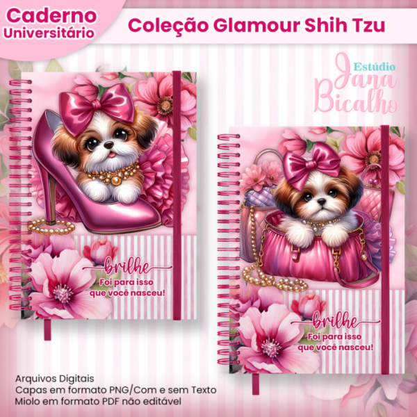 Caderno Universitário Coleção Glamour Shih Tzu Pink 12 em 1 - Image 5