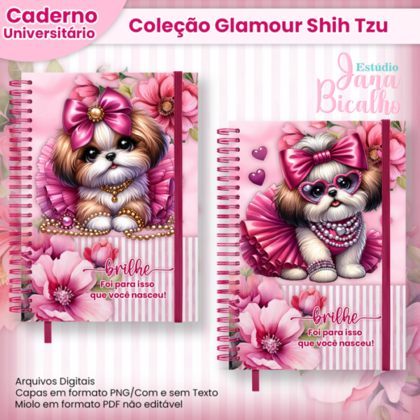 Caderno Universitário Coleção Glamour Shih Tzu Pink 12 em 1 - Image 6