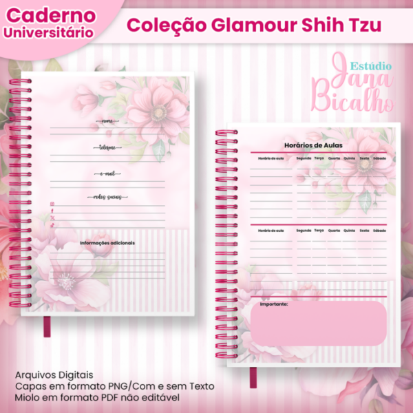 Caderno Universitário Coleção Glamour Shih Tzu Pink 12 em 1 - Image 7