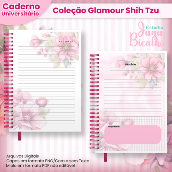 Caderno Universitário Coleção Glamour Shih Tzu Pink 12 em 1 - Image 8