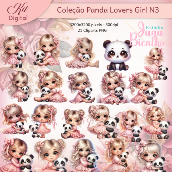 Kit Digital-Coleção Panda Lovers Girl N3