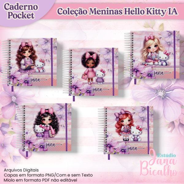 Caderno Pocket Coleção Meninas Hello Kitty IA