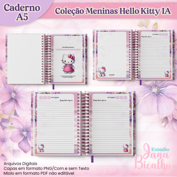 Diário A5 Coleção Meninas Hello Kitty IA - Image 2