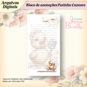 Bloco de Anotações 11x21 cm - Patinha Cantora