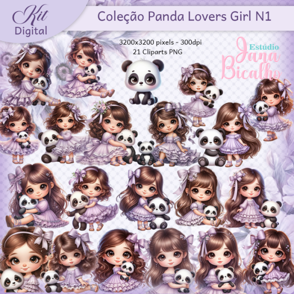 Kit Digital-Coleção Panda Lovers Girl N1