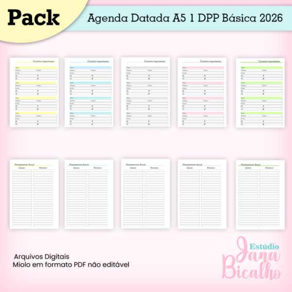 PACK Agenda Datada A5 1 DPP Básica 2026 - Imagem 3