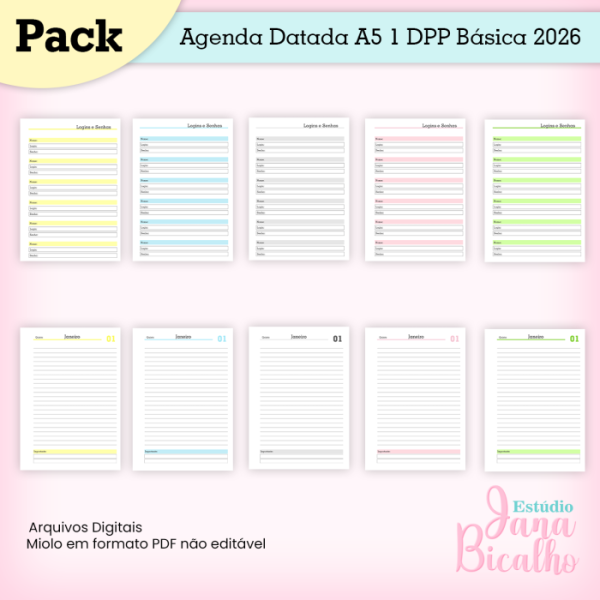 PACK Agenda Datada A5 1 DPP Básica 2026 - Imagem 4
