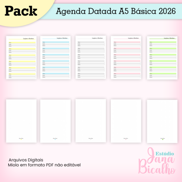 PACK Agenda Datada A5 Básica 2026 - Imagem 4