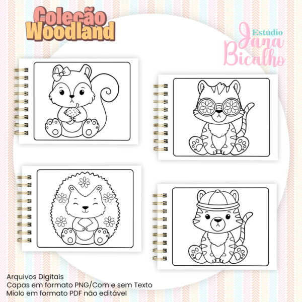 Livro A5 Para Colorir Horizontal Coleção Woodland - Imagem 4