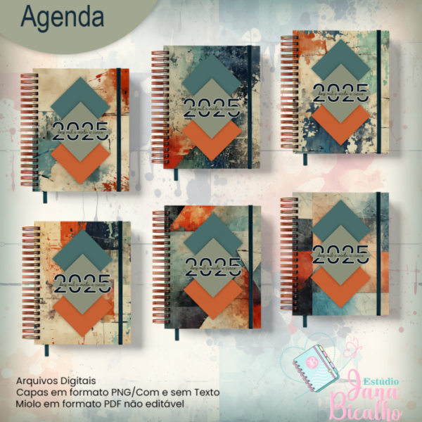 Agenda Datada A5 Masculina Retro Grunge