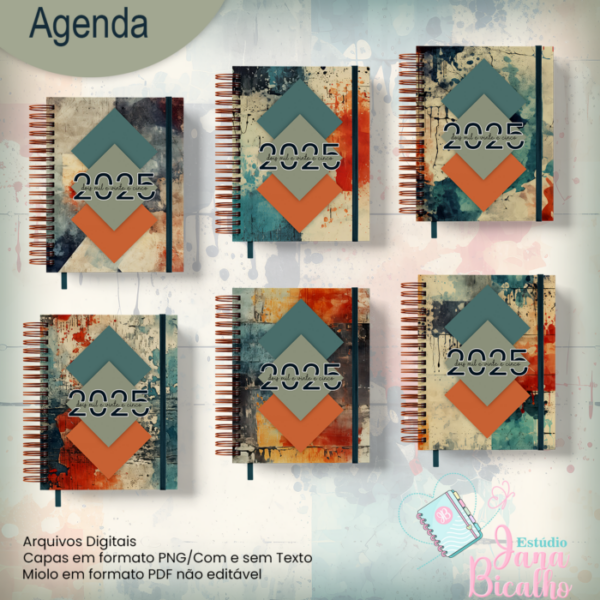 Agenda Datada A5 Masculina Retro Grunge - Image 2