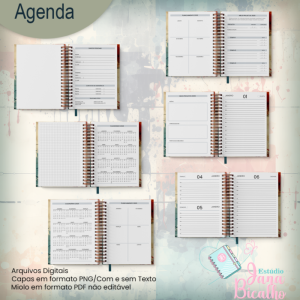 Agenda Datada A5 Masculina Retro Grunge - Image 3