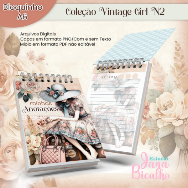 Bloquinho A6 Coleção Vintage Girl N2