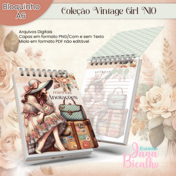 Bloquinho A6 Coleção Vintage Girl N10