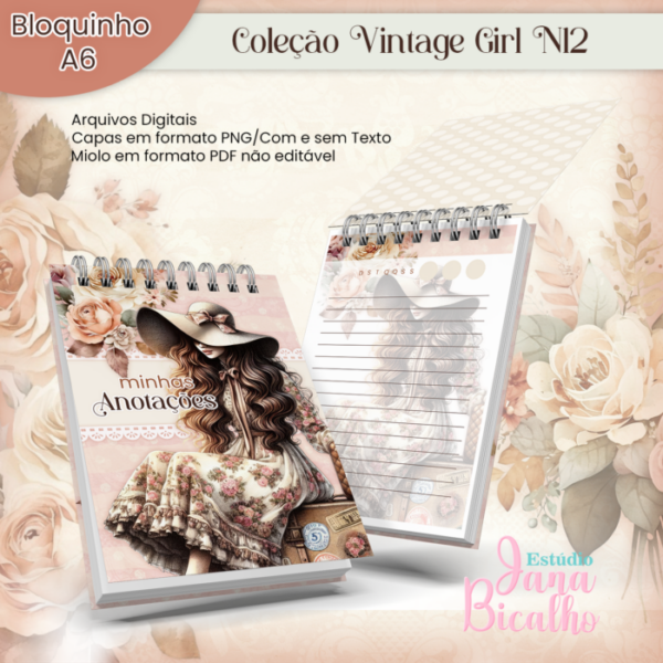 Bloquinho A6 Coleção Vintage Girl N12