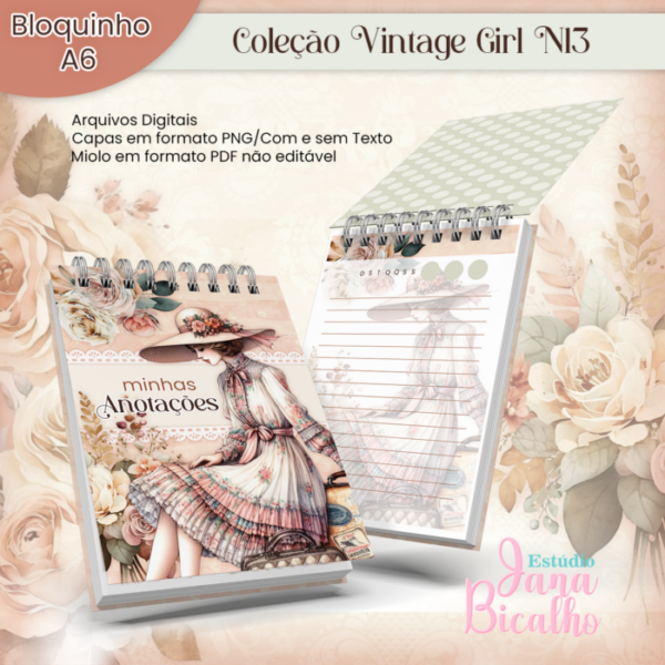 Bloquinho A6 Coleção Vintage Girl N13