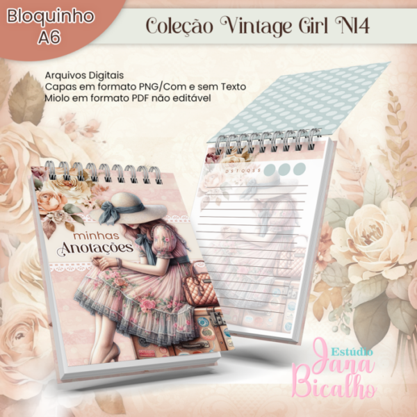 Bloquinho A6 Coleção Vintage Girl N14