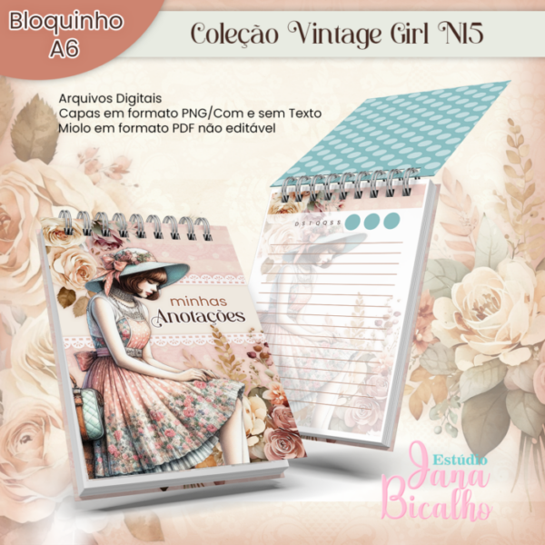 Bloquinho A6 Coleção Vintage Girl N15