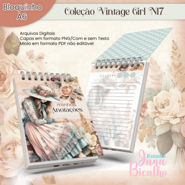 Bloquinho A6 Coleção Vintage Girl N17