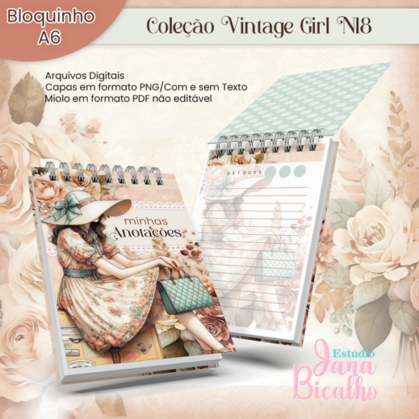 Bloquinho A6 Coleção Vintage Girl N18