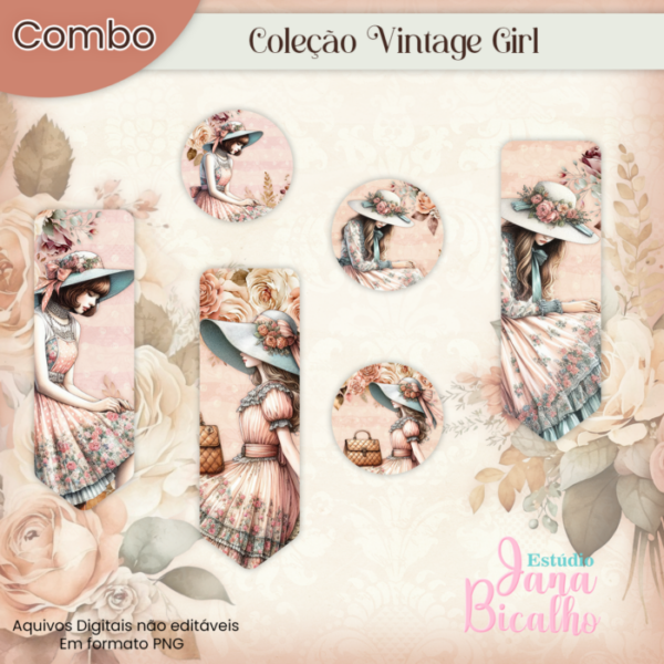 Combo Marca Páginas e Tags Coleção Vintage Girl - Imagem 4