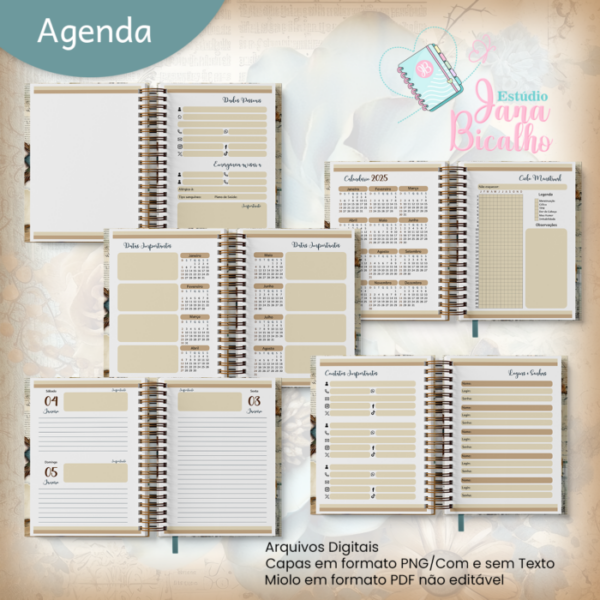 Agenda Datada A5 Blue and Bronze Dusty Floral - Image 4