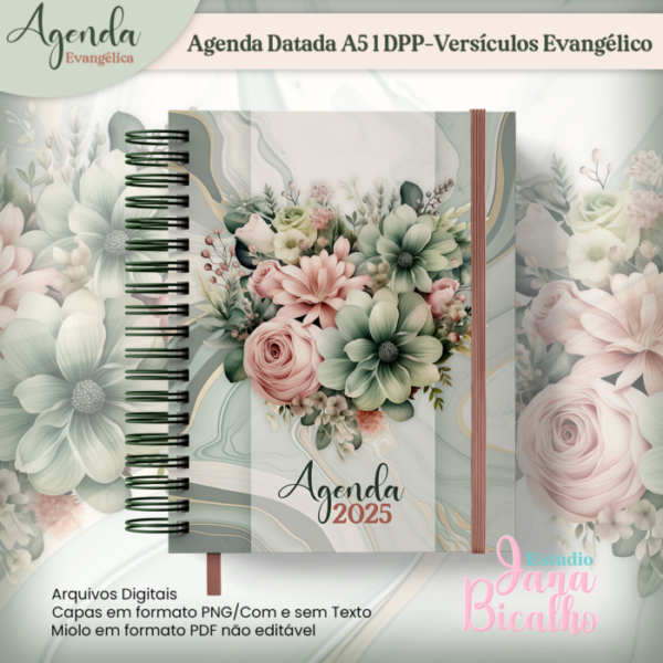 Agenda Datada A5 1 DPP Floral Versículos Evangélico