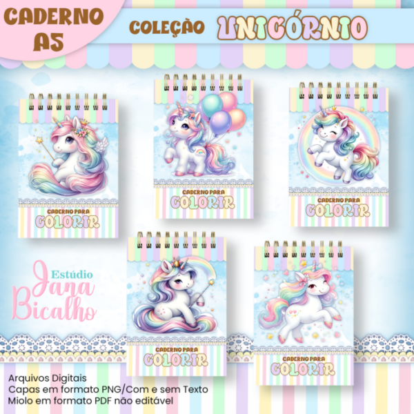 Caderno A5 Para Colorir Unicórnio