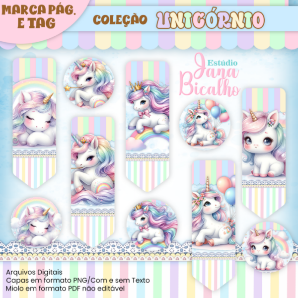 Combo Marca Páginas e Tags Coleção Unicórnio - Imagem 2