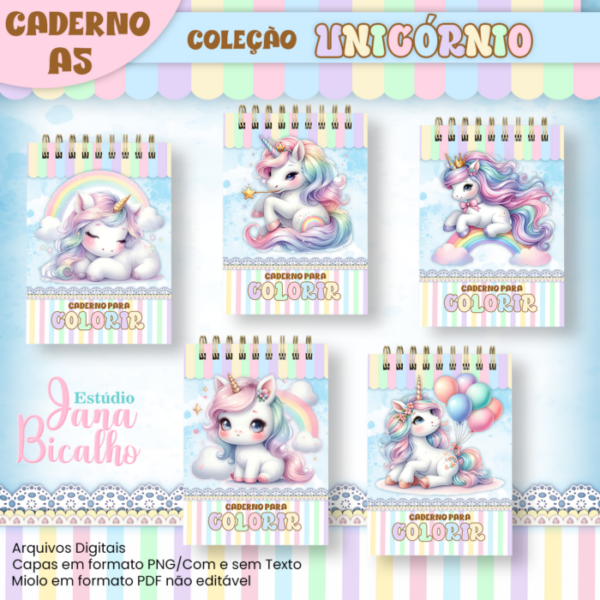 Caderno A5 Para Colorir Unicórnio - Image 2