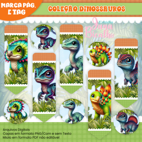 Combo Marca Páginas e Tags Coleção Dinossauros - Image 2