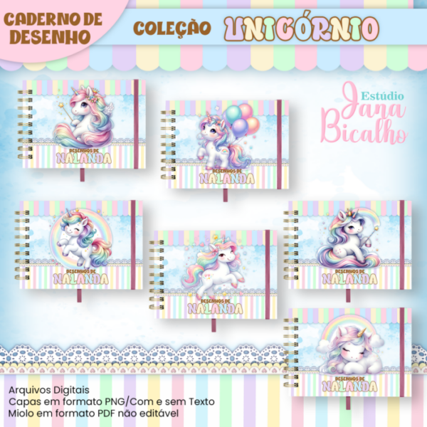 Caderno A5 Desenho Coleção Unicórnio