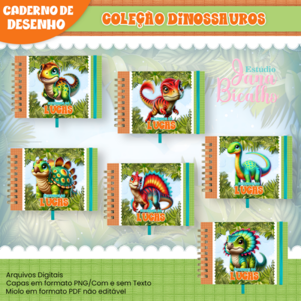 Caderno A5 Desenho Coleção Dinossauros