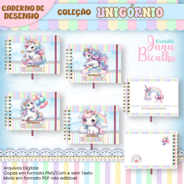 Caderno A5 Desenho Coleção Unicórnio - Imagem 2
