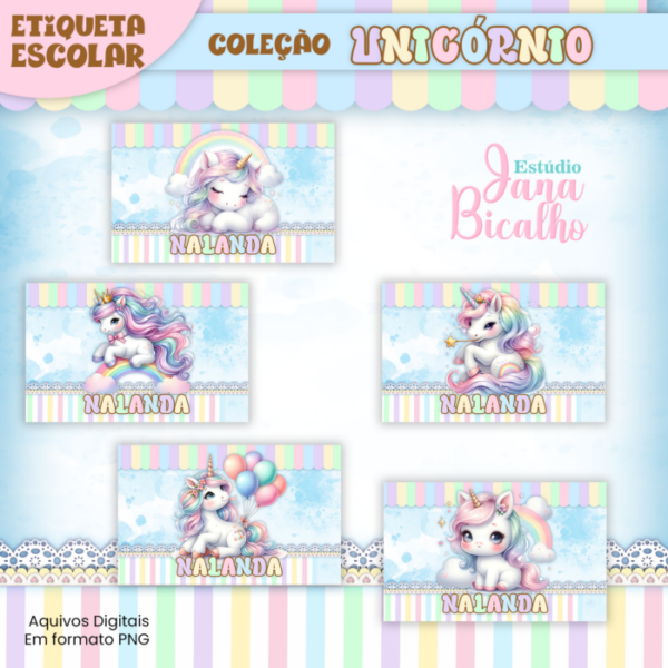 Combo Etiquetas Escolares Coleção Unicórnio - Imagem 2
