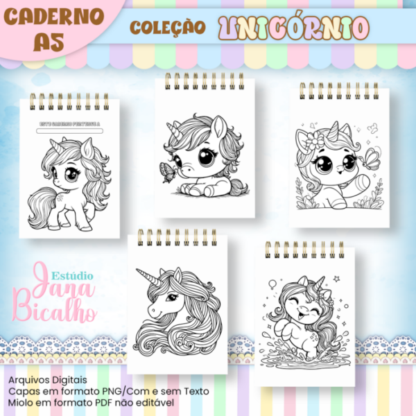 Caderno A5 Para Colorir Unicórnio - Image 3