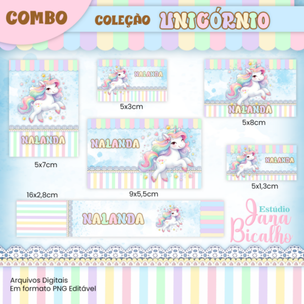 Combo Etiquetas Escolares e Rótulo para Lápis Coleção Unicórnio - Imagem 4