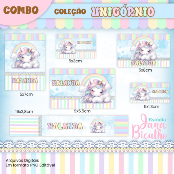 Combo Etiquetas Escolares e Rótulo para Lápis Coleção Unicórnio - Imagem 6