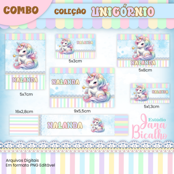 Combo Etiquetas Escolares e Rótulo para Lápis Coleção Unicórnio - Imagem 7