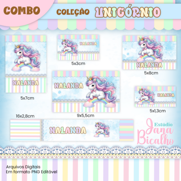 Combo Etiquetas Escolares e Rótulo para Lápis Coleção Unicórnio - Imagem 8