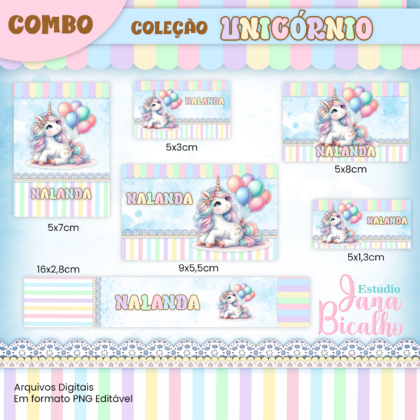 Combo Etiquetas Escolares e Rótulo para Lápis Coleção Unicórnio - Imagem 9