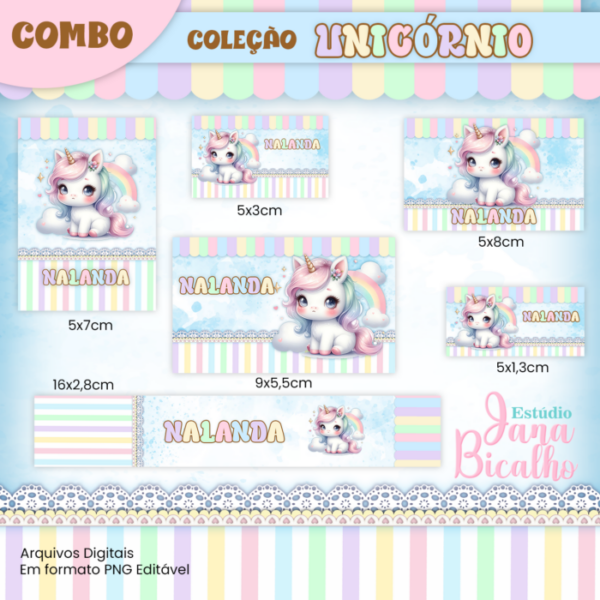 Combo Etiquetas Escolares e Rótulo para Lápis Coleção Unicórnio - Imagem 10