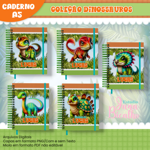 Caderno A5 Coleção Dinossauros