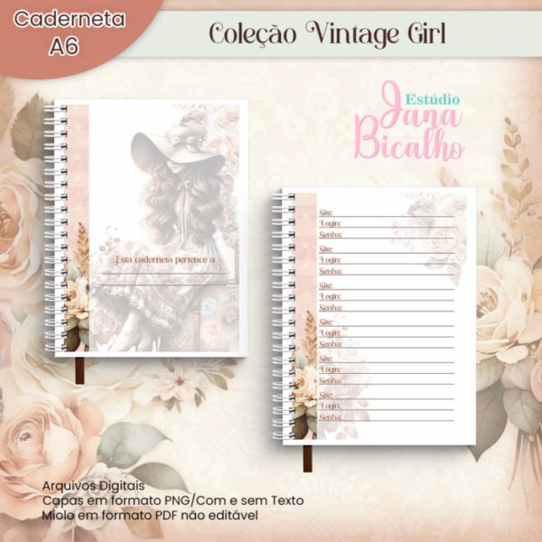 Caderneta A6 Login e Senha Coleção Vintage Girl - Imagem 2
