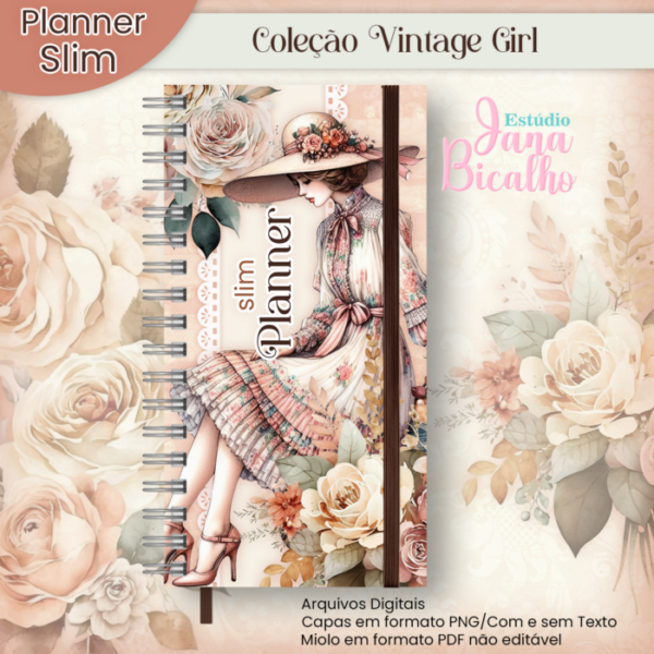 Slim Planner Datado Coleção Vintage Girl