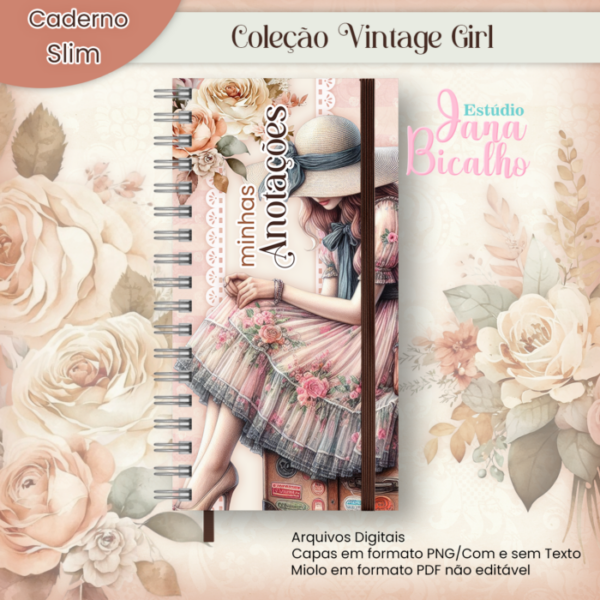 Caderno Slim Coleção Vintage Girl