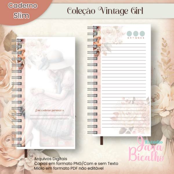 Caderno Slim Coleção Vintage Girl - Image 2