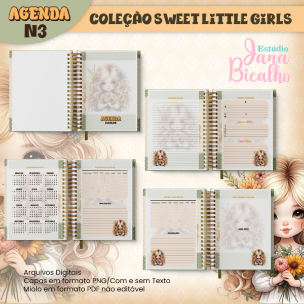 Agenda Escolar A5 Coleção Sweet Little Girls N3 - Image 2