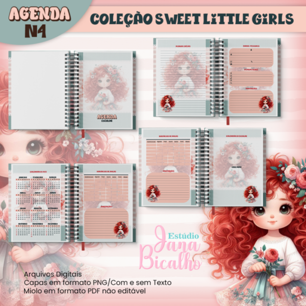 Agenda Escolar A5 Coleção Sweet Little Girls N4 - Image 2